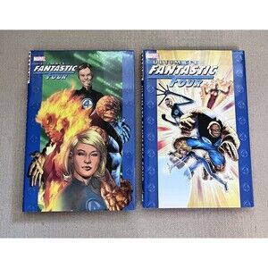 Set of 2 Marvel Ultimate Fantastic Four HC Graphic Novels Volumes 1 & 2 Comics
